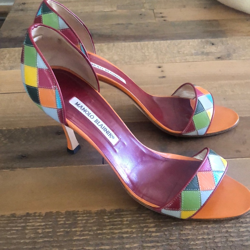 Manolo Blahnik leather patchwork heels size 40.  Gorgeous shoe- great condition